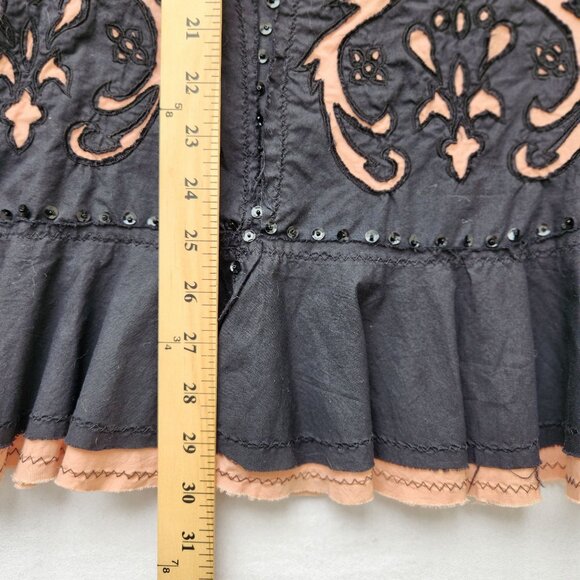 Cordelia Black Peach Midi Skirt Goth Steampunk Retro Feminine Ruffles Lace Up M - Picture 13 of 13